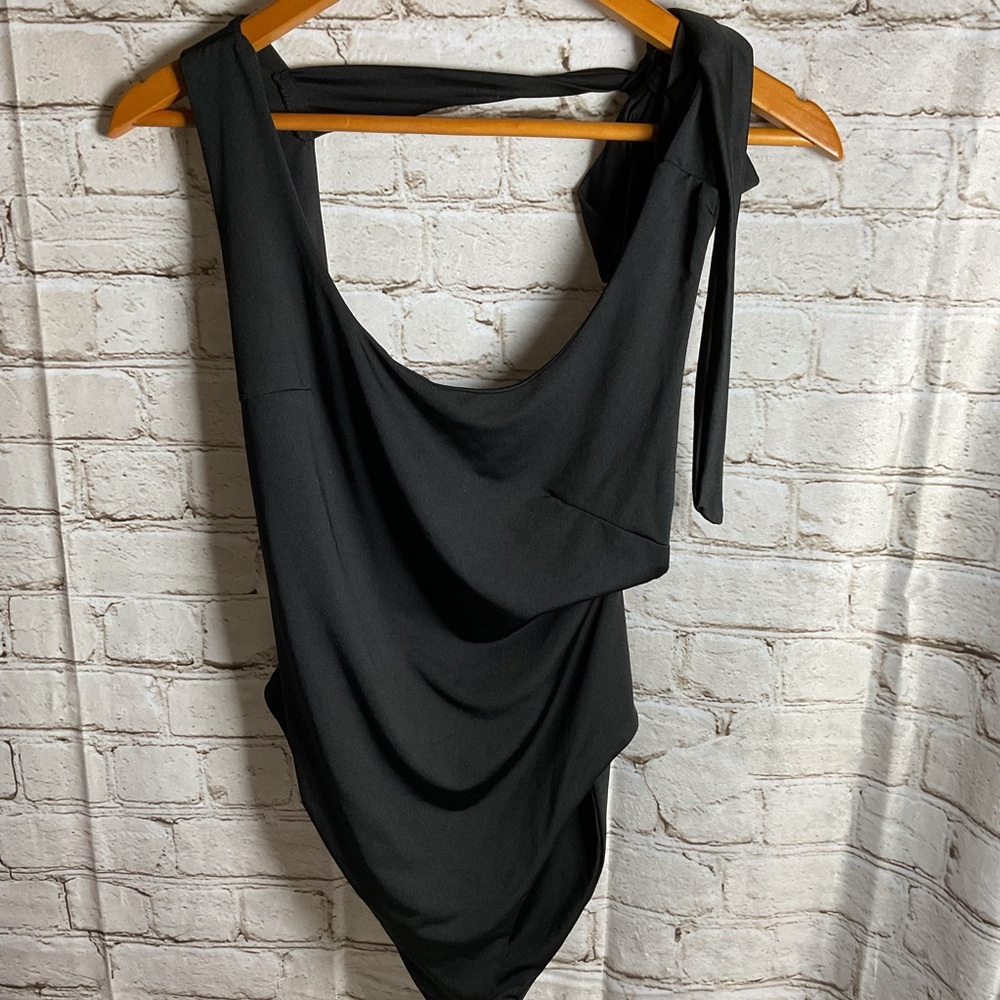 Vestidos One Piece Swimsuit Black Tie Back High Cut Scoop Neck